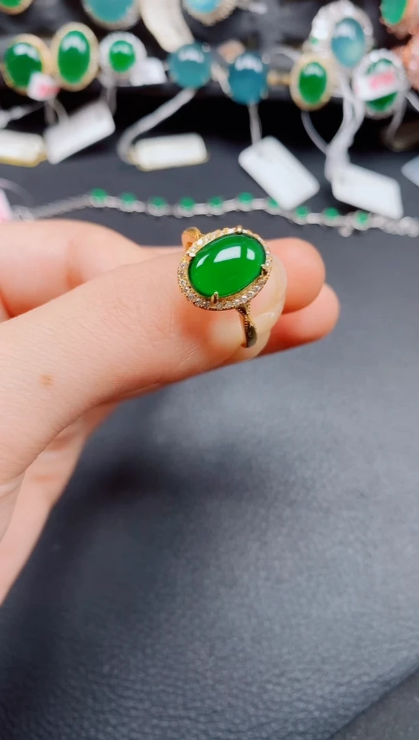 银S925镶嵌戒指翡翠翡翠