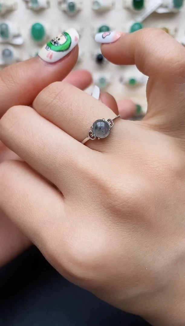 【闪购商品】翡翠戒指银S925镶嵌缅甸翡翠