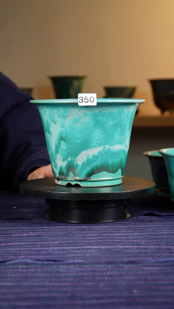 雨**片350青山绿水窑变花盆