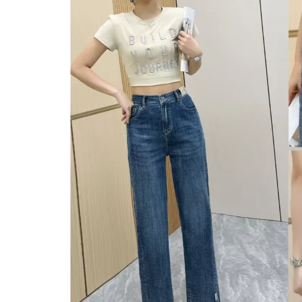 夏款百搭烟管牛仔裤2939