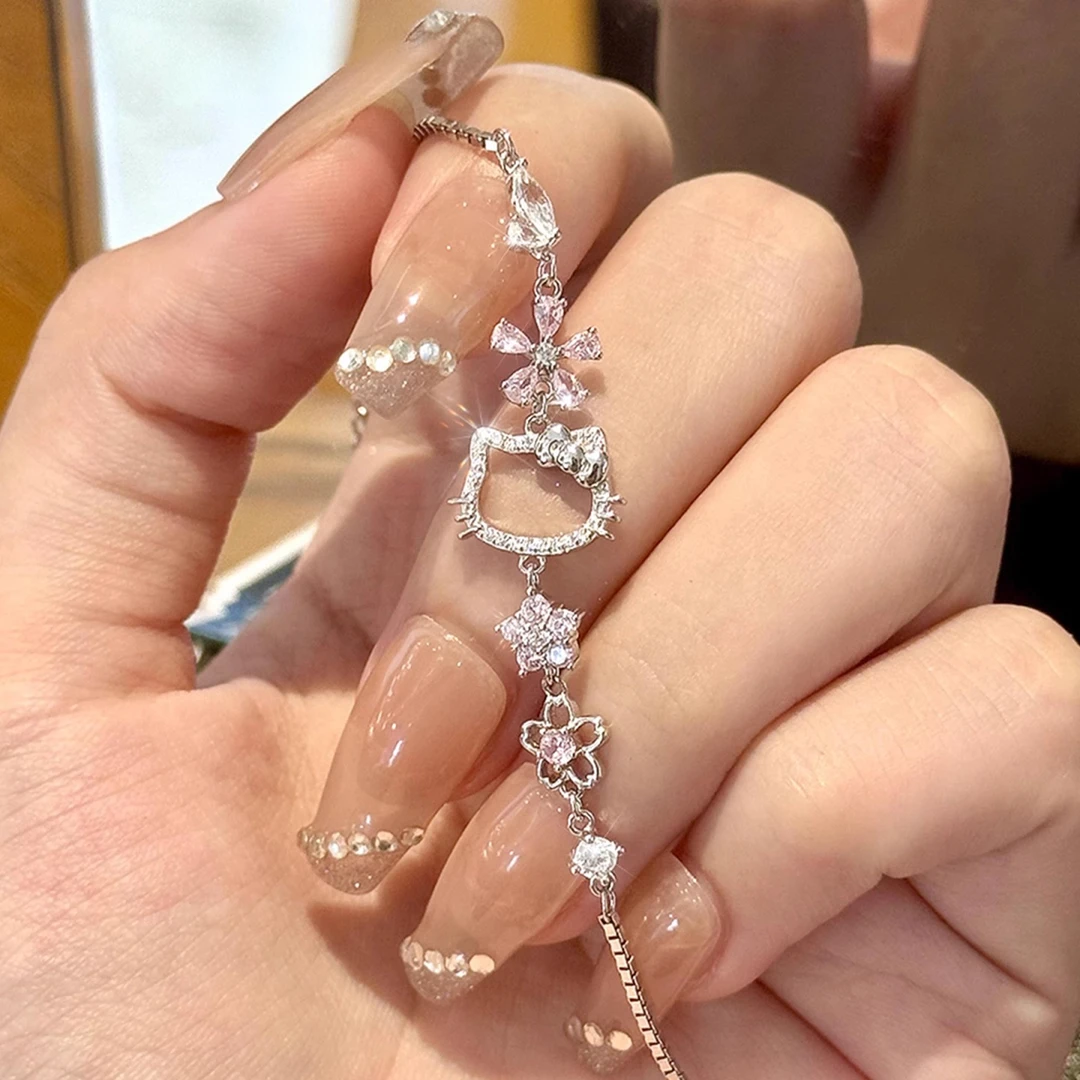 925银手链 925银锆石手链 HELLOKITTY桃花缘手链轻奢小众精致礼物
