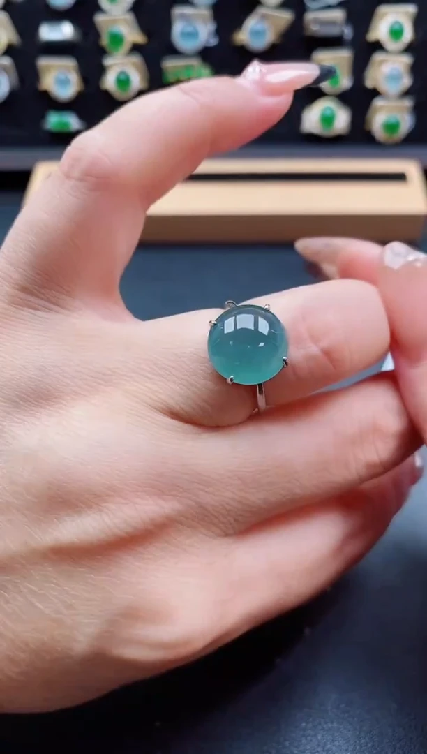 银S925镶嵌戒指翡翠1