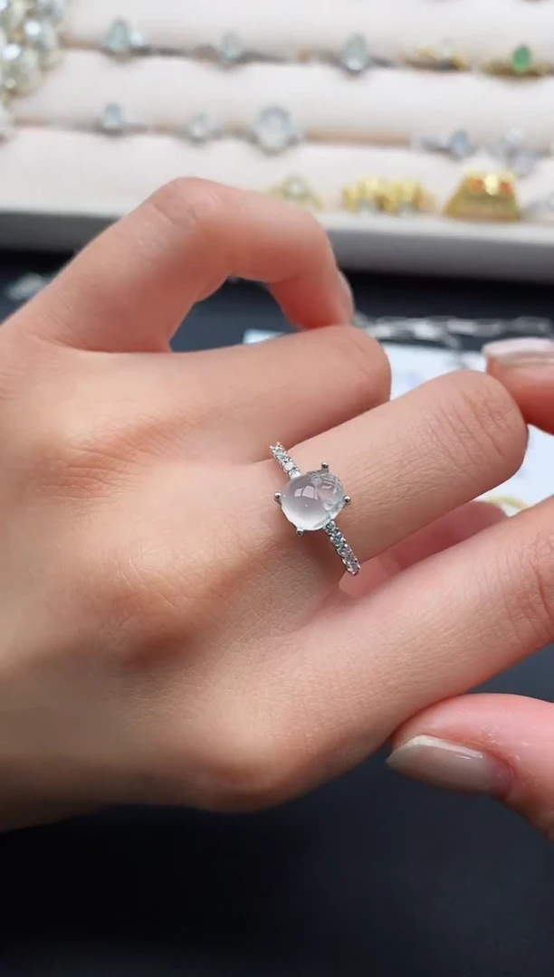 银S925镶嵌戒指翡翠3333333+8