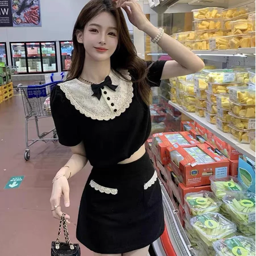 法式小香风短裙套装女夏装搭配时尚辣妹新款包臀裙穿搭一整套1757