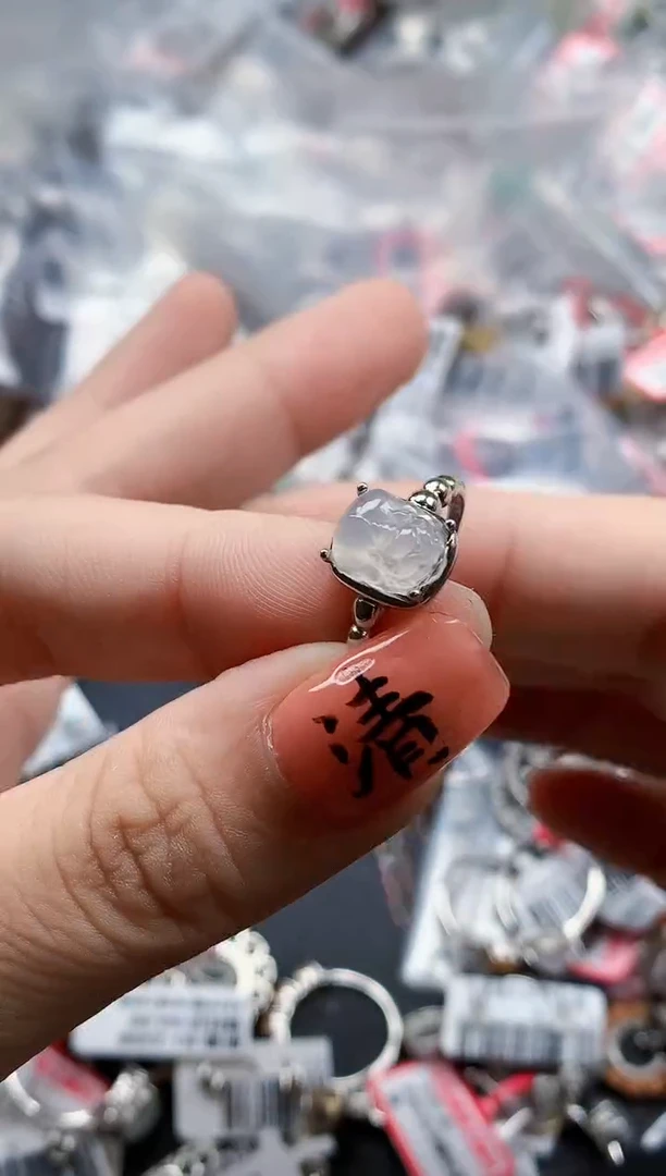 银S925镶嵌戒指翡翠天然A货缅甸翡翠