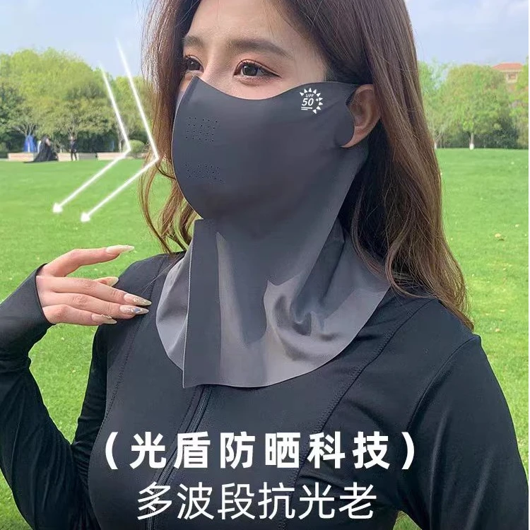 骑行护眼角防晒面罩女夏季防紫外线遮阳护颈脖一体3D冰丝口罩百搭