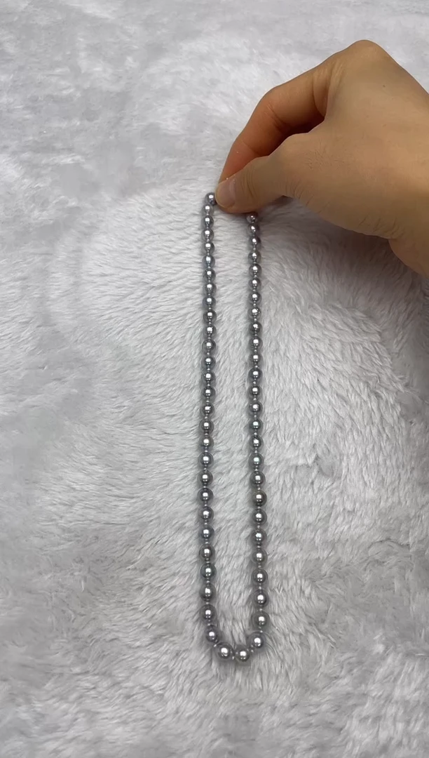 项链银S925镶嵌海水珍珠AK真多麻6.5-7mm