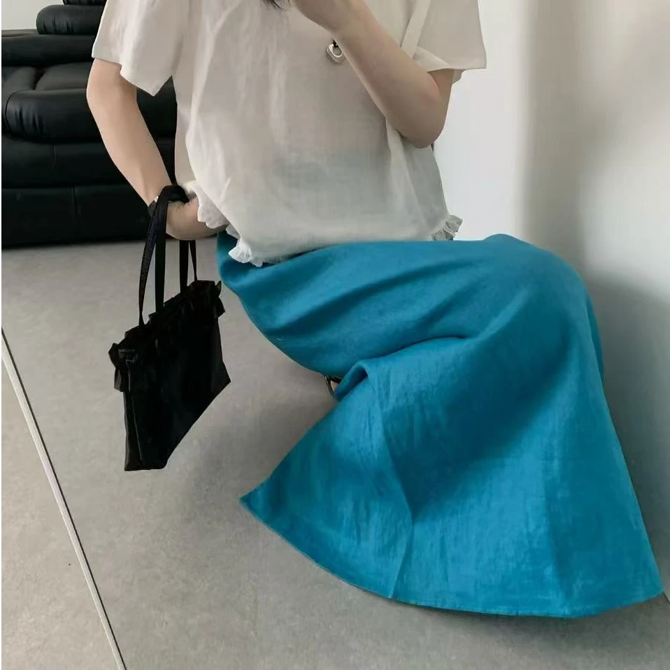 【香姐推荐】【8297】【八中】夏季时尚新款棉麻半裙百搭韩系长80