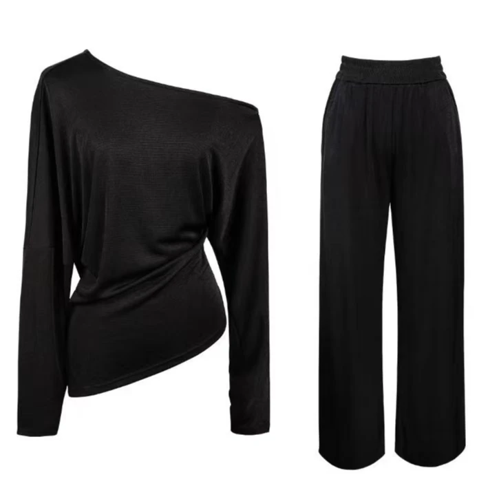 极简风时尚套装百搭女士运动休闲上衣宽松修身针织打底衫秋款