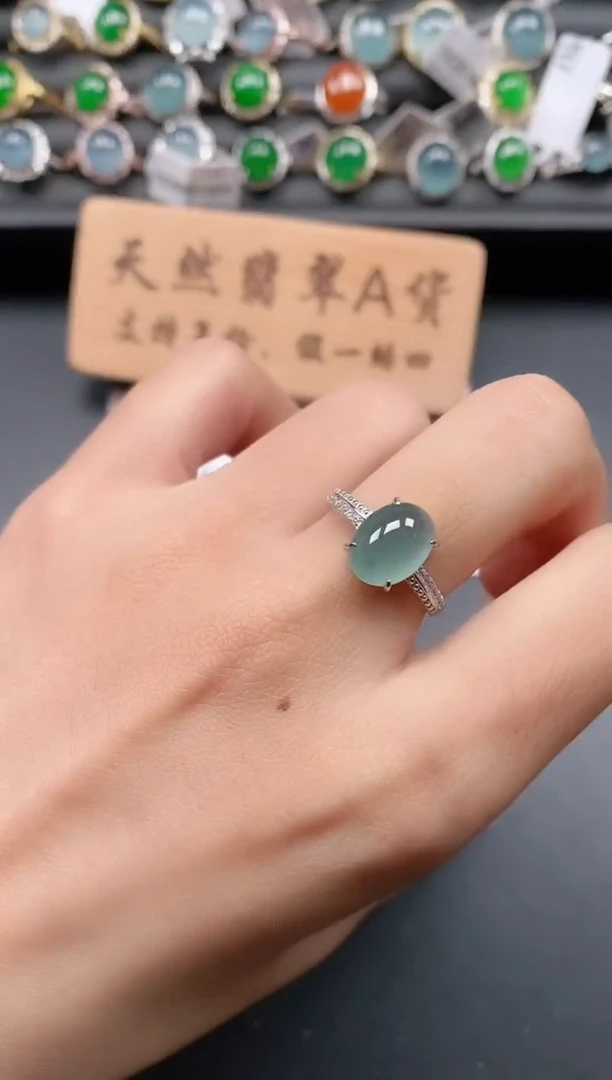 银S925镶嵌戒指翡翠11