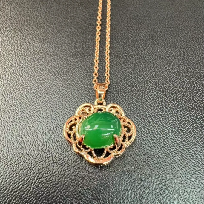 【万佳甄选】匠心工艺万事平安锁玉髓合金镶嵌吊坠赠链【YPN346】