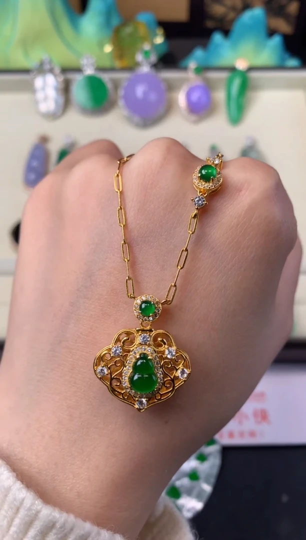 吊坠(不含链)银S925镶嵌翡翠吊坠