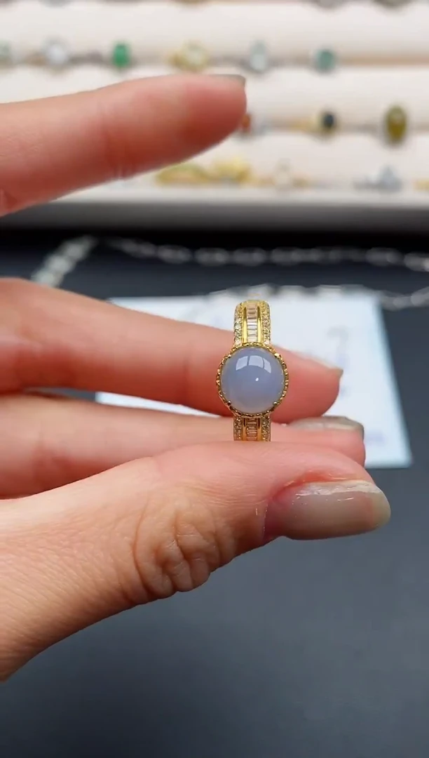 银S925镶嵌戒指翡翠8888888+3