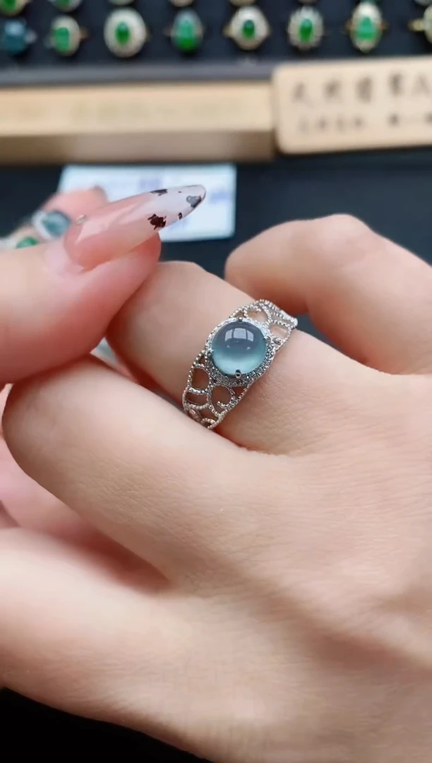 银S925镶嵌戒指翡翠1