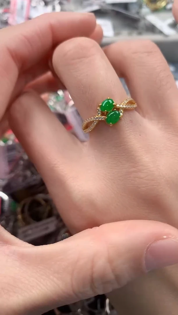 银S925镶嵌戒指翡翠333   1