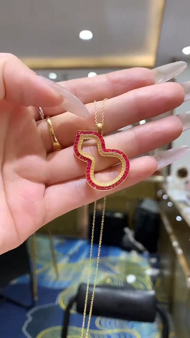 【闪购商品】合成立方氧化锆吊坠(不含链)18K金镶嵌葫芦吊坠