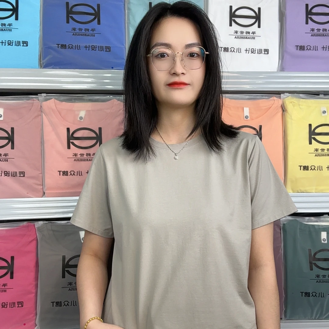 小灰灰色 女款T恤 中式国风小众短袖休闲女T恤好品质宽松 短款女T