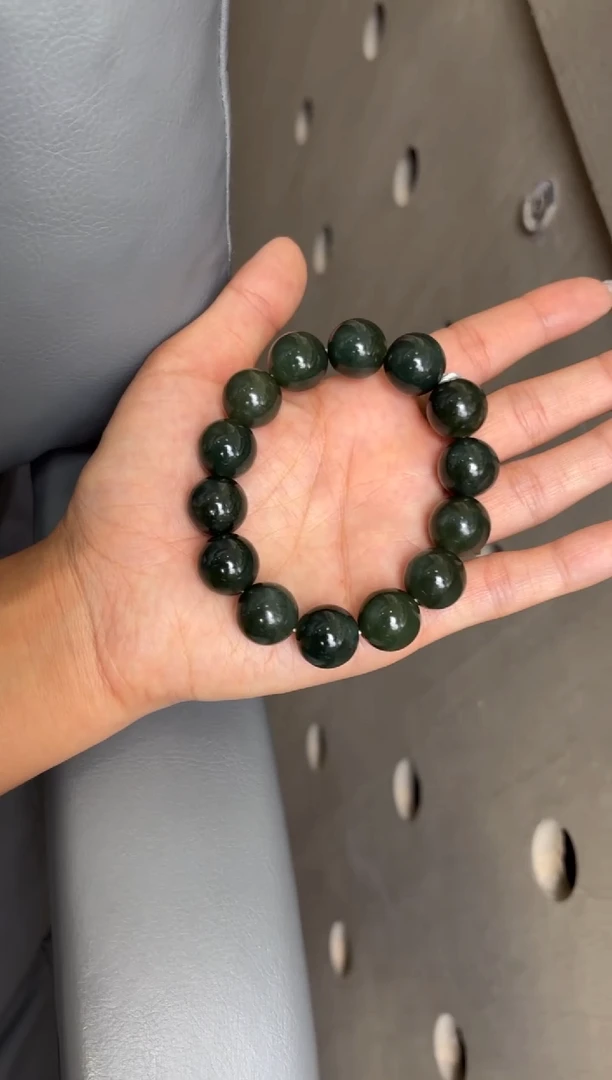 未镶嵌手串和田玉若羌微色差糖青黄口卡15手串