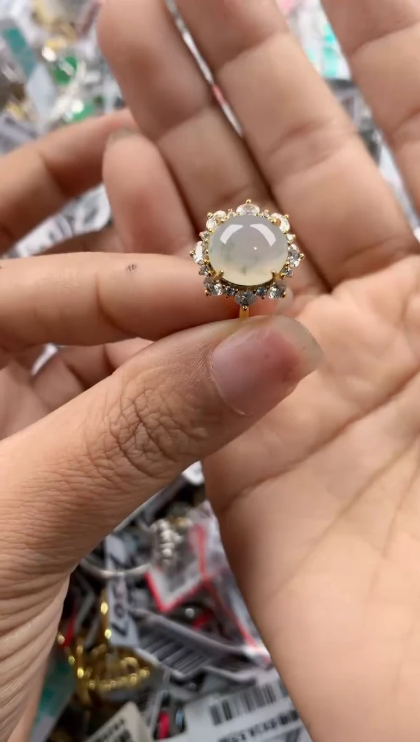 银S925镶嵌戒指翡翠999----6