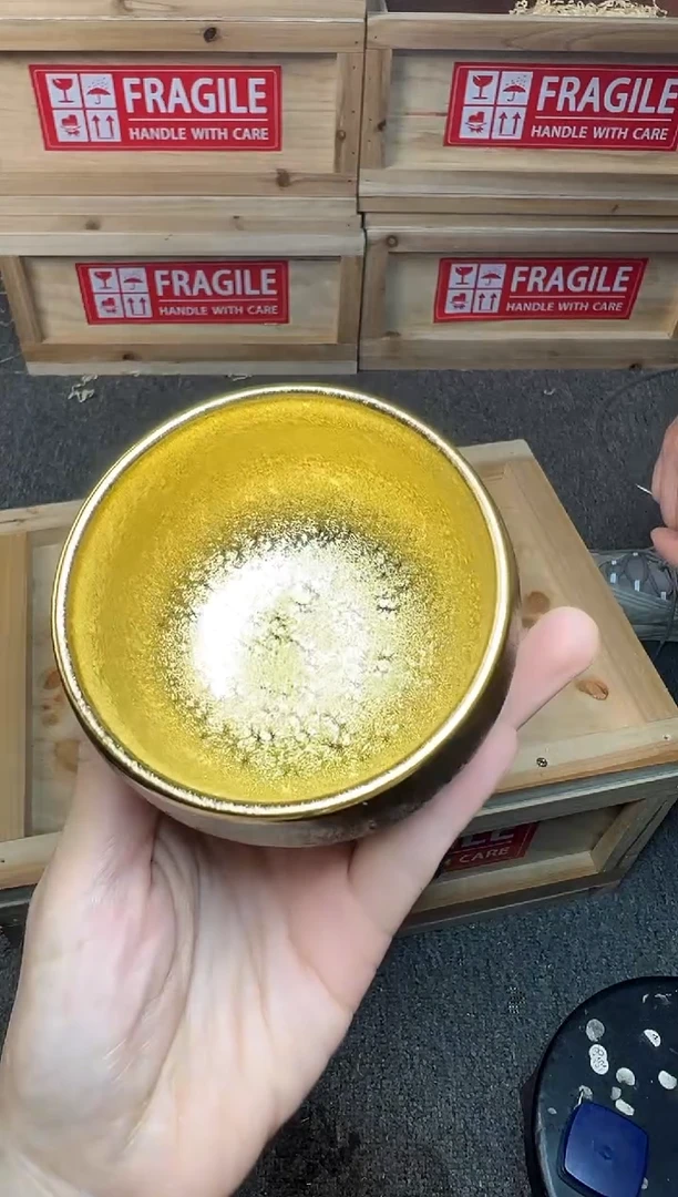 茶盏彩金 建窑建盏主人杯