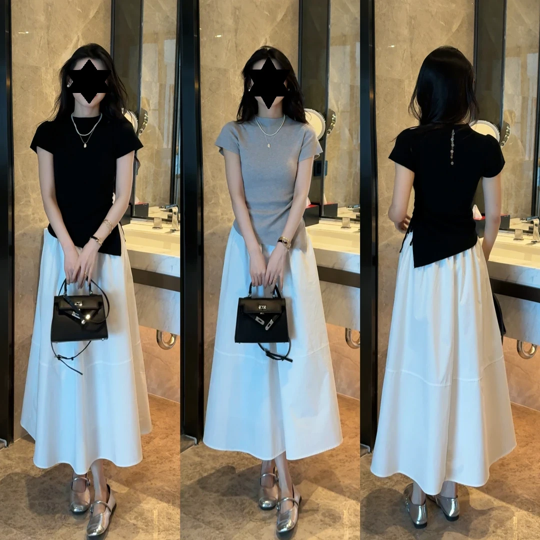 时尚休闲套装一整套夏季新款短袖简约高级上衣套装女两件套高级感