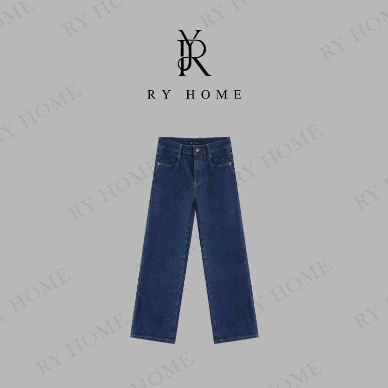 【容雨RYHOME】石墨水洗直筒显瘦十分牛仔裤243K2222