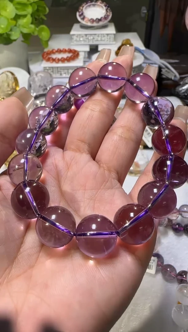 【闪购商品】水晶手串未镶嵌紫水晶手串14m+ M30325成