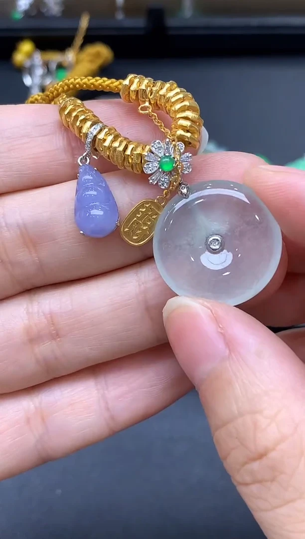 颈饰18K金镶嵌翡翠621-中国好珍宝