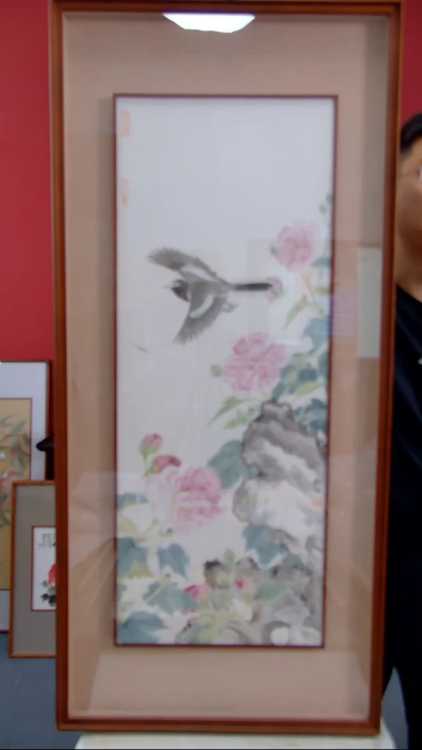国画杨新明《芙蓉秋色》装裱118*54