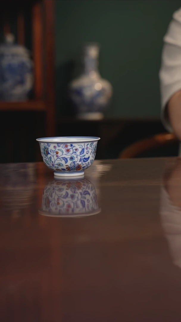 空山明月 青花斗彩