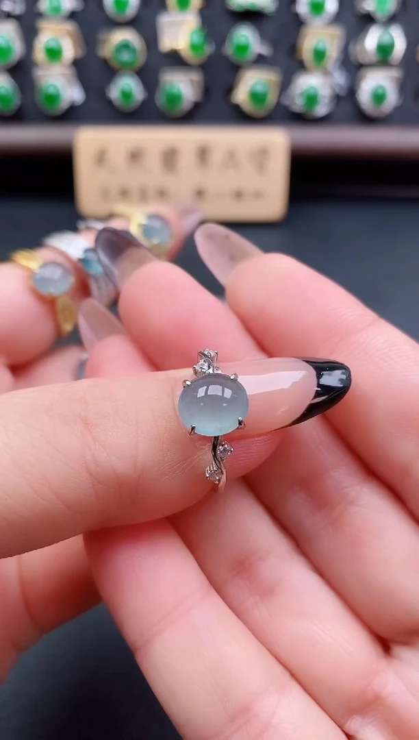 银S925镶嵌戒指翡翠1