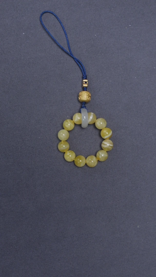 未镶嵌颈饰琥珀金白圆珠挂件