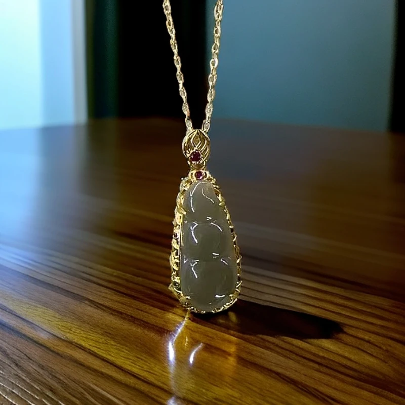 【孟总甄选】天然和田玉福豆吊坠