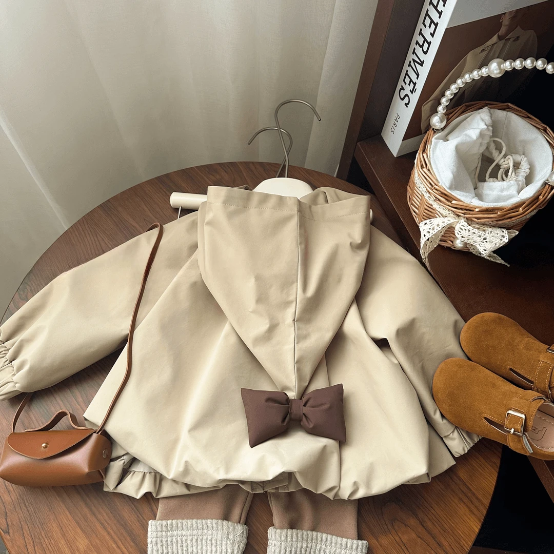 【现货】韩版女童外套2025秋季新款儿童冲锋衣宝宝洋气儿童连帽外套