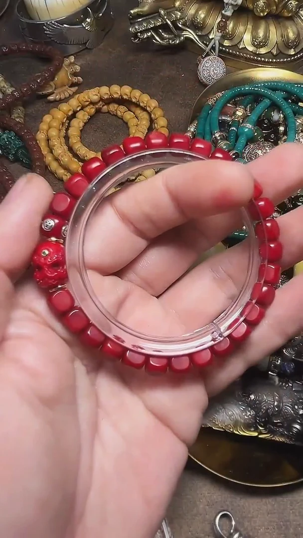 鹿骨手串/手链天狗红灯泡顶珠六方手串