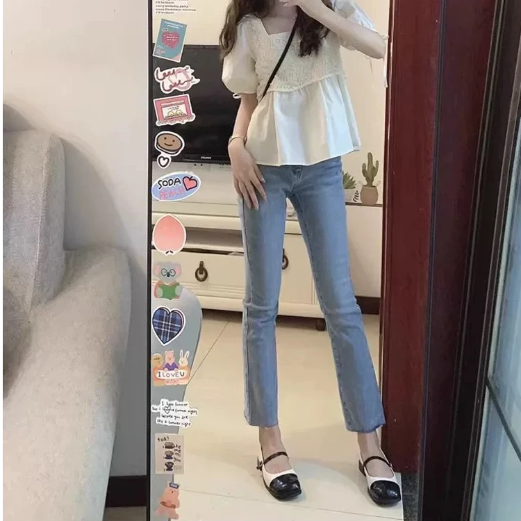 [小约定]2025年夏季宽松显瘦毛边九分烟管裤