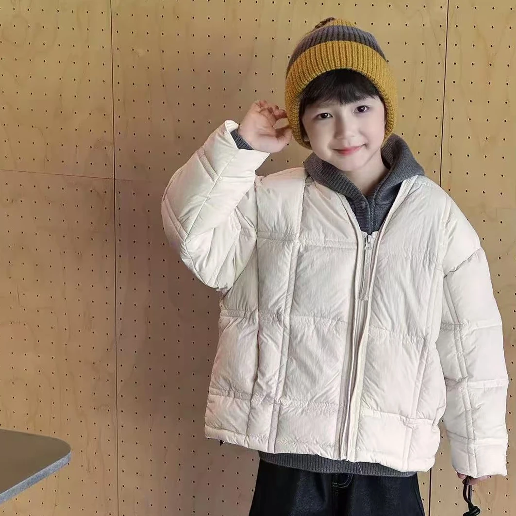 【莎】～儿童棉服2025冬季新款潮男童格子加厚棉衣外套宝宝冬装