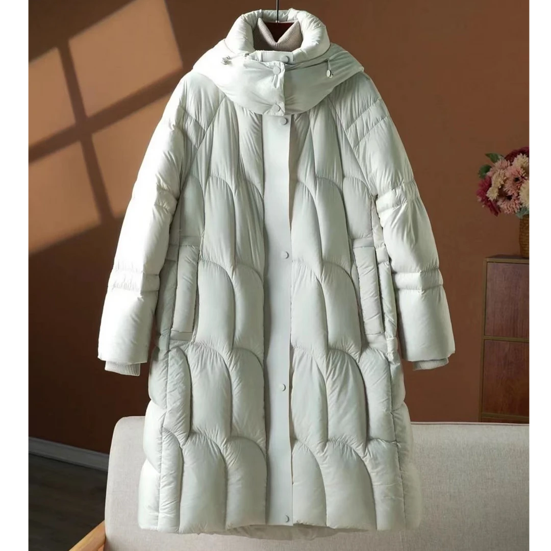 秋冬季新款百搭连帽泡芙款长款羽绒服 H2172