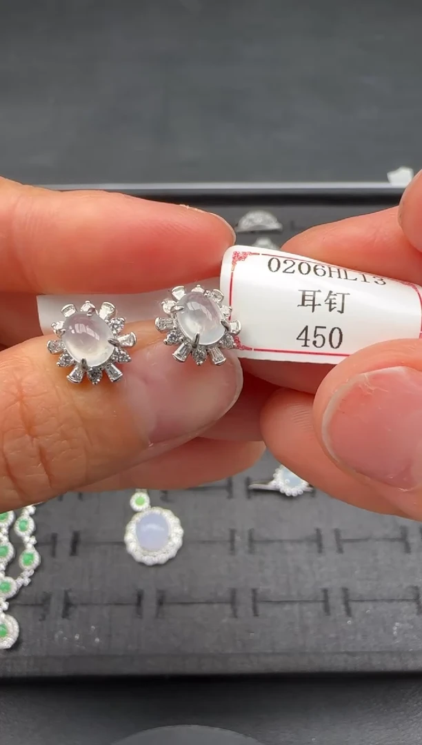 【闪购商品】翡翠耳饰银S925镶嵌0206HL13