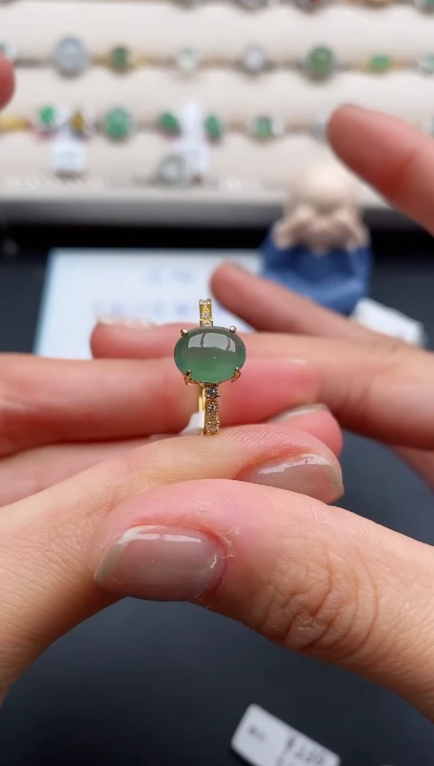 银S925镶嵌戒指翡翠444444+6