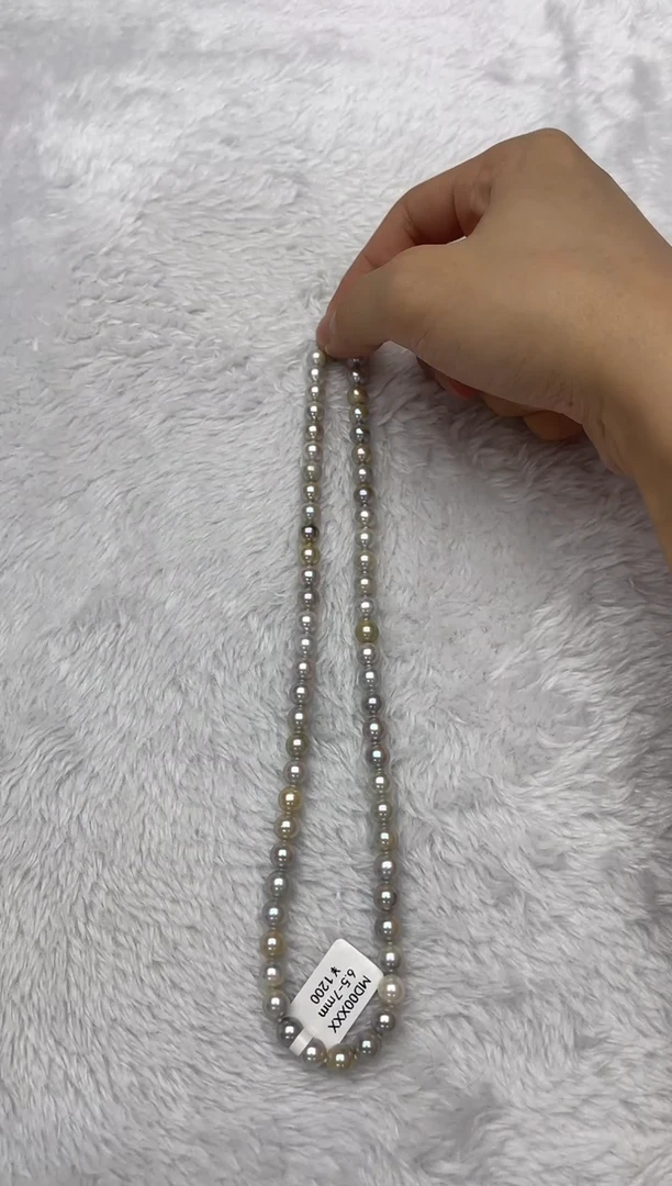 海水珍珠银S925镶嵌项链AK真多麻6.5-7mm