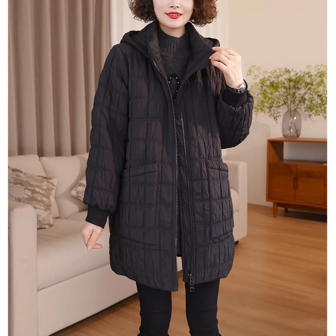 【定制】休闲棉服女冬季中长款大码宽松连帽棉衣棉袄外套