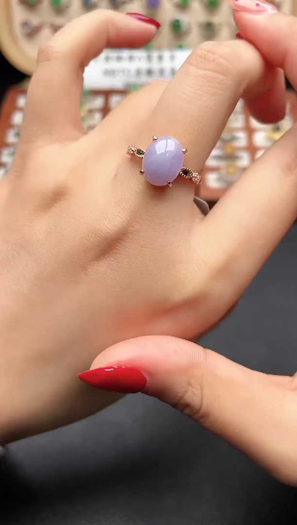 银S925镶嵌戒指翡翠一物一证一礼盒