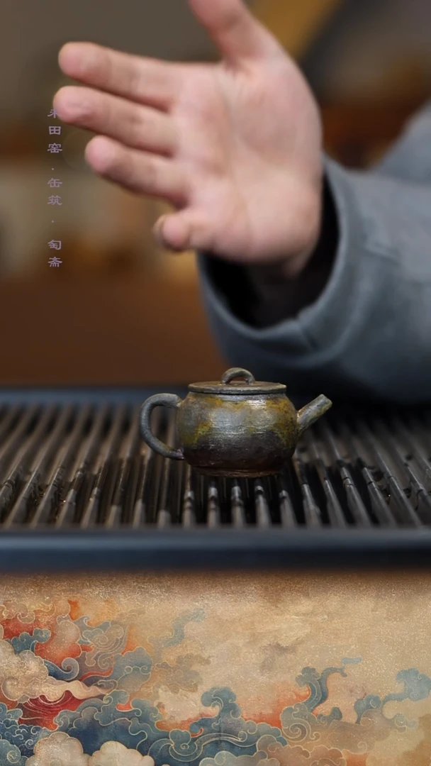 茶壶紫砂柴烧紫泥手捏壶50cc