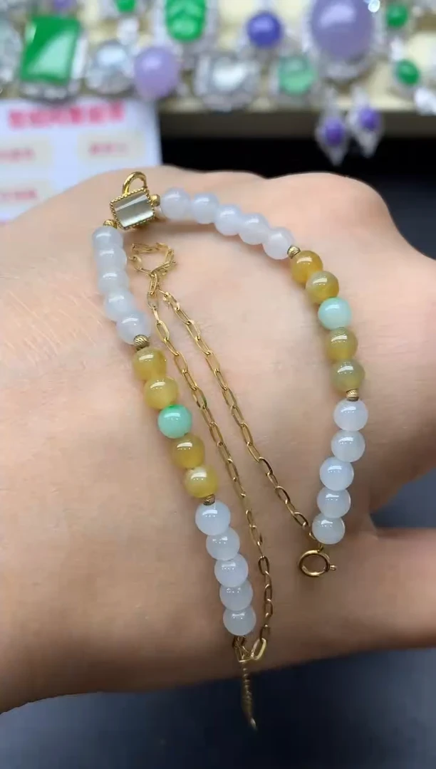 18K金镶嵌手链翡翠225-中国好珍宝