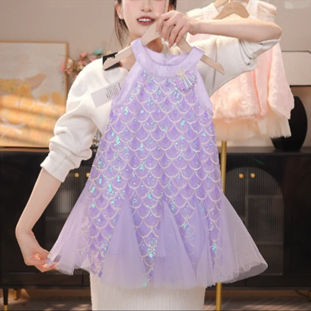 女童裙子夏季美人鱼连衣裙2025新款儿童礼服夏装女孩背心公主裙潮