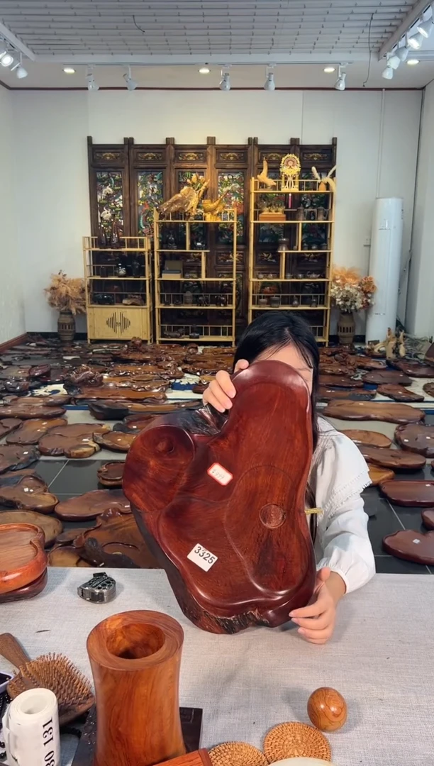 【闪购商品】大果紫檀（缅甸花梨）茶盘3325