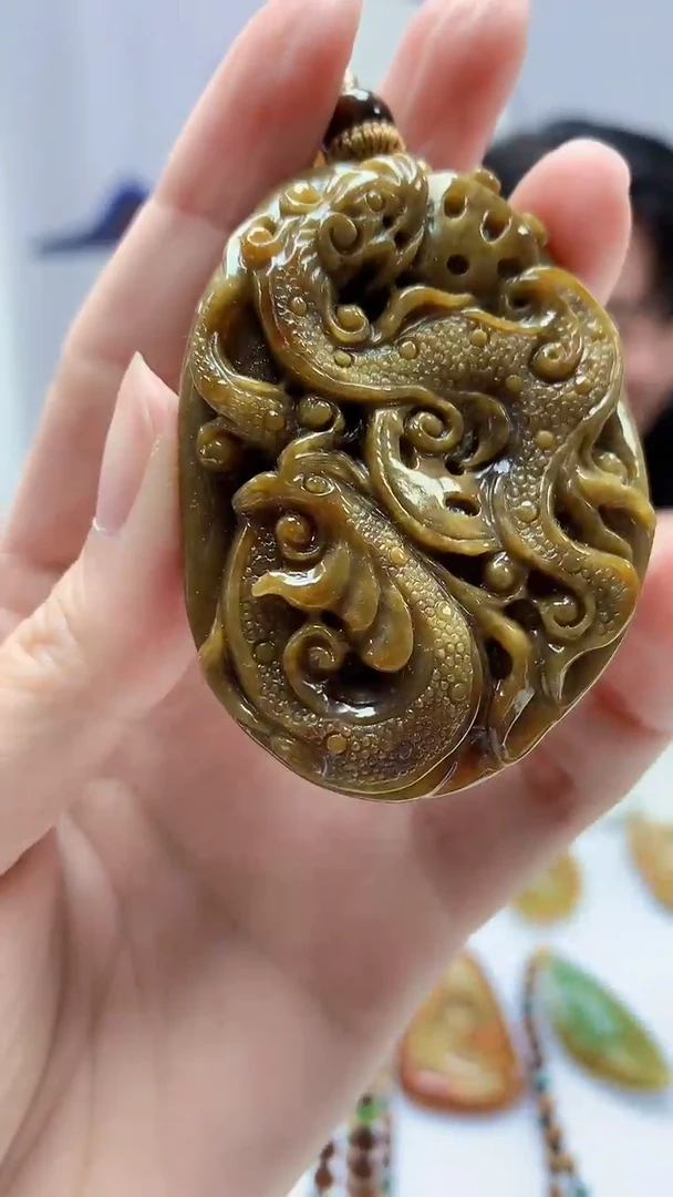 【闪购商品】定制翡翠未镶嵌5060zm-毛货赠珠链龙凤189