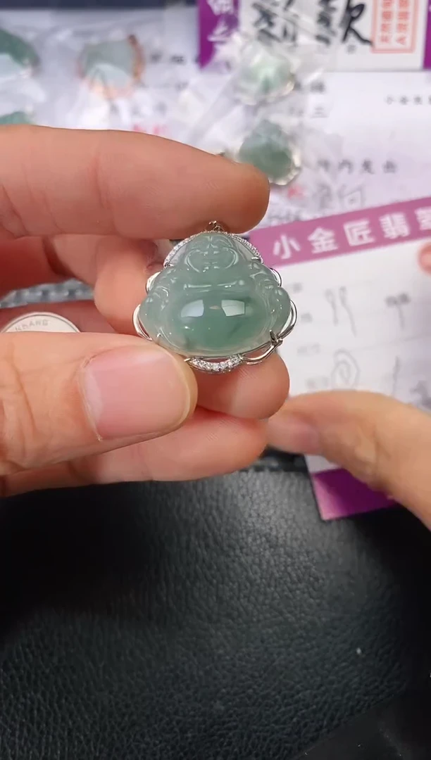 颈饰银S925镶嵌翡翠美****6挂件