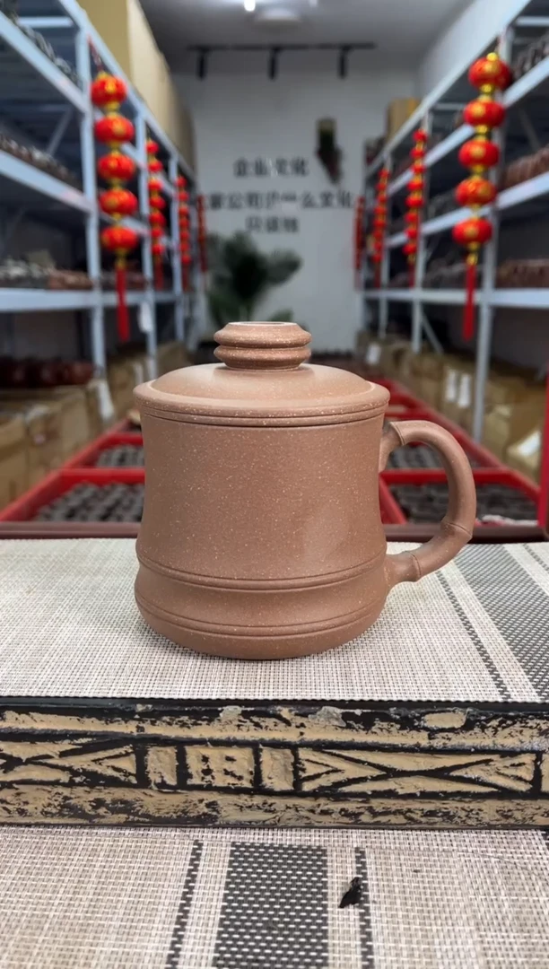 【闪购商品】紫砂茶杯五彩段双线竹节光素内胆三件套礼盒装